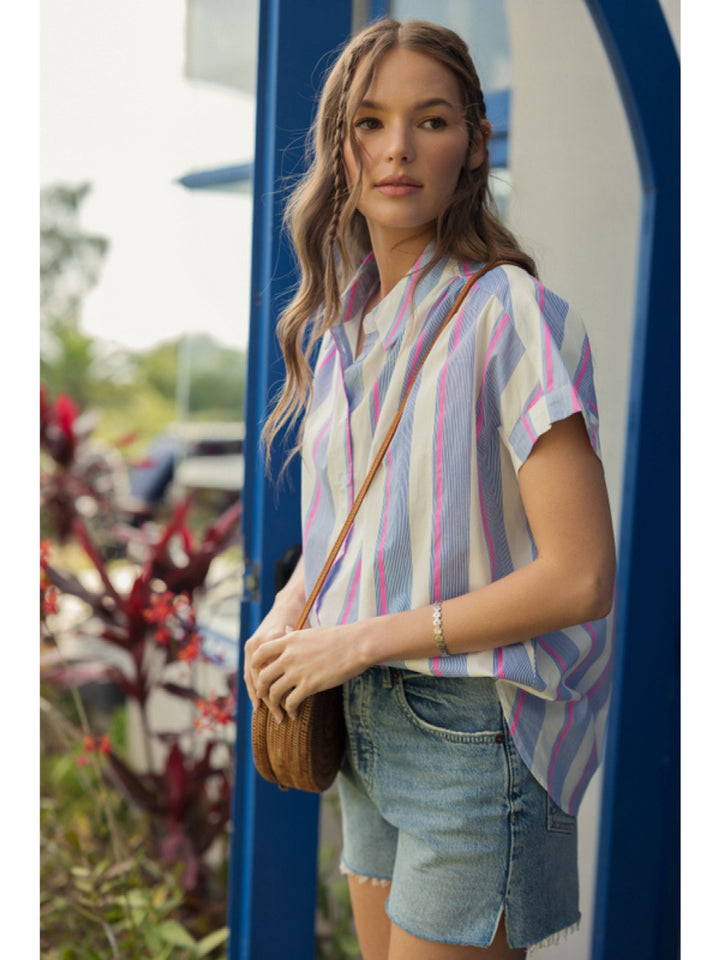 Drop Shoulder Stripe Top