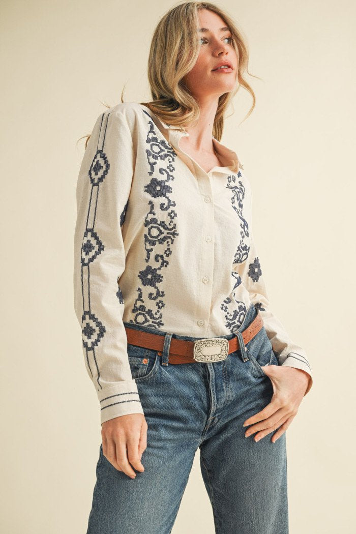 Embroidered Woven Top
