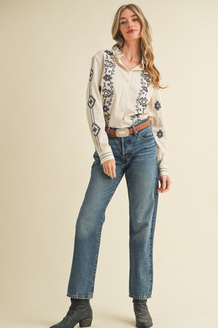Embroidered Woven Top