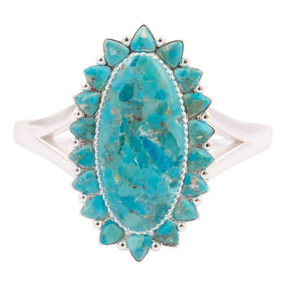 Oasis Royale Blue Turquoise Silver Cuff Bracelet from Barse