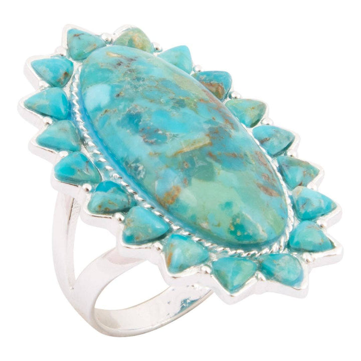 Oasis Royale Blue Turquoise Silver Statement Ring from Barse