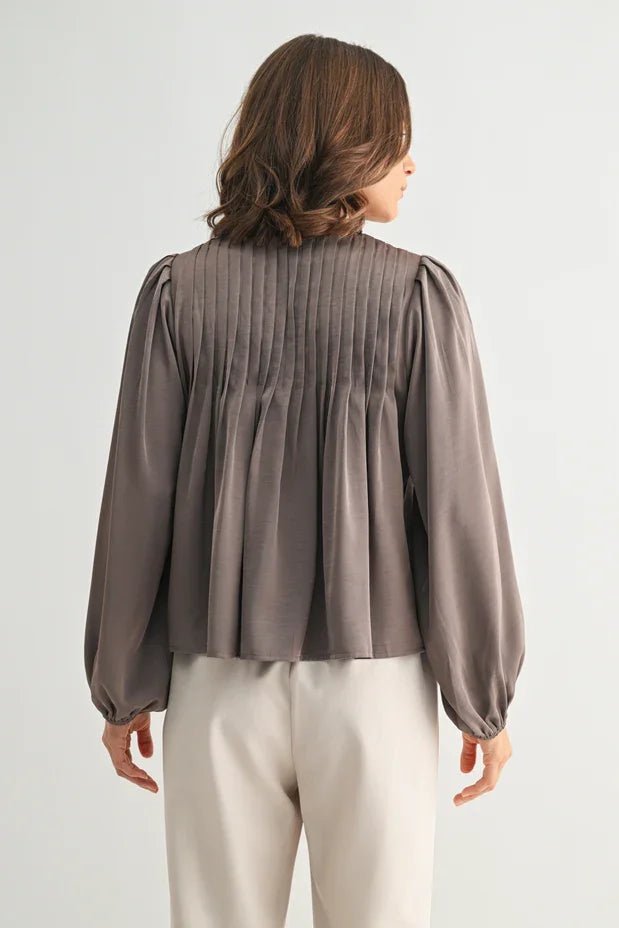 Pin Tuck Top with Front Tie - High Call Outfitters