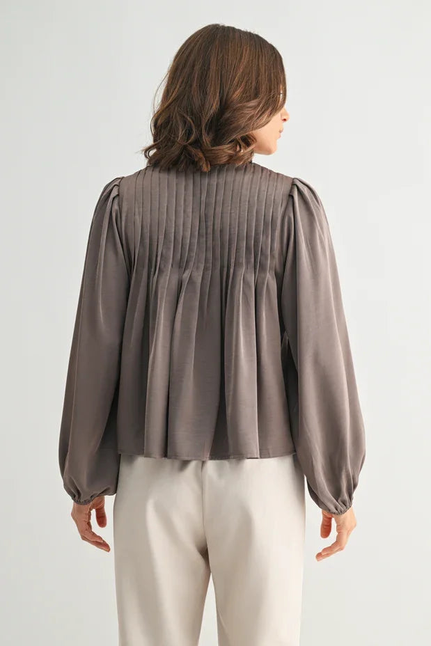 Pin Tuck Top with Front Tie