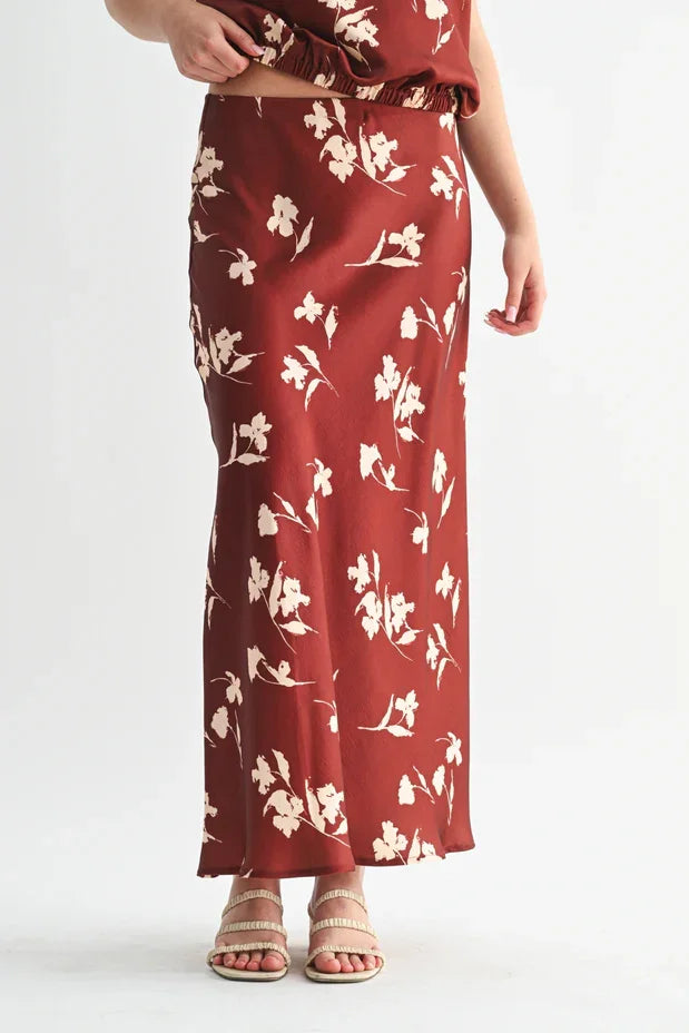 Floral Print Midi Skirt
