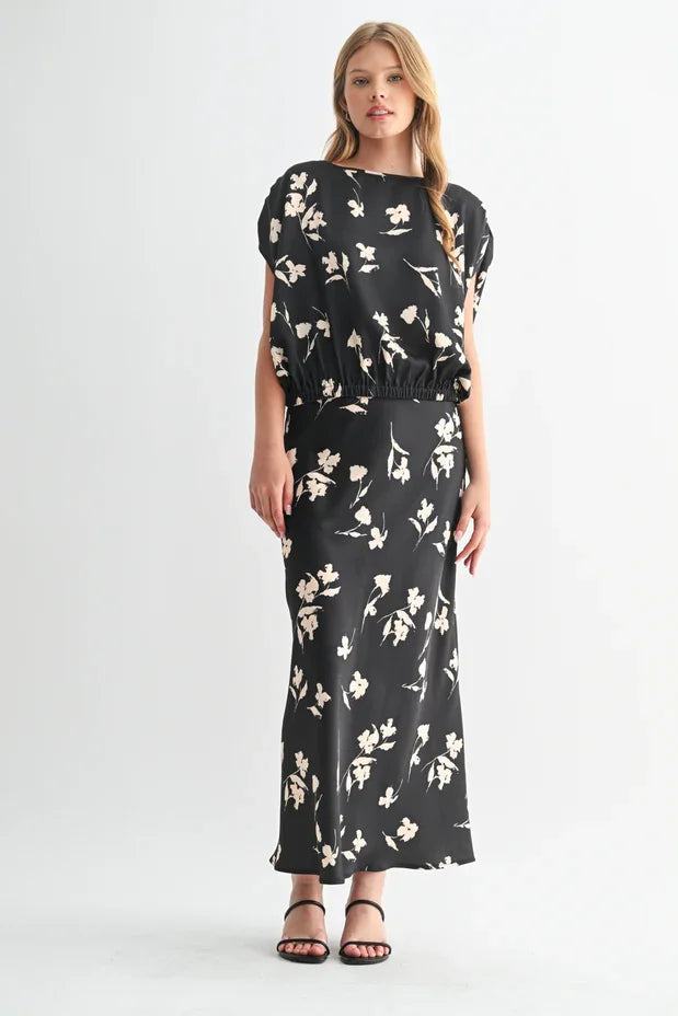 Floral Print Midi Skirt