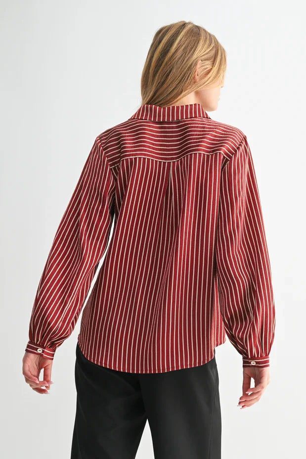 Stripe Button Front Top