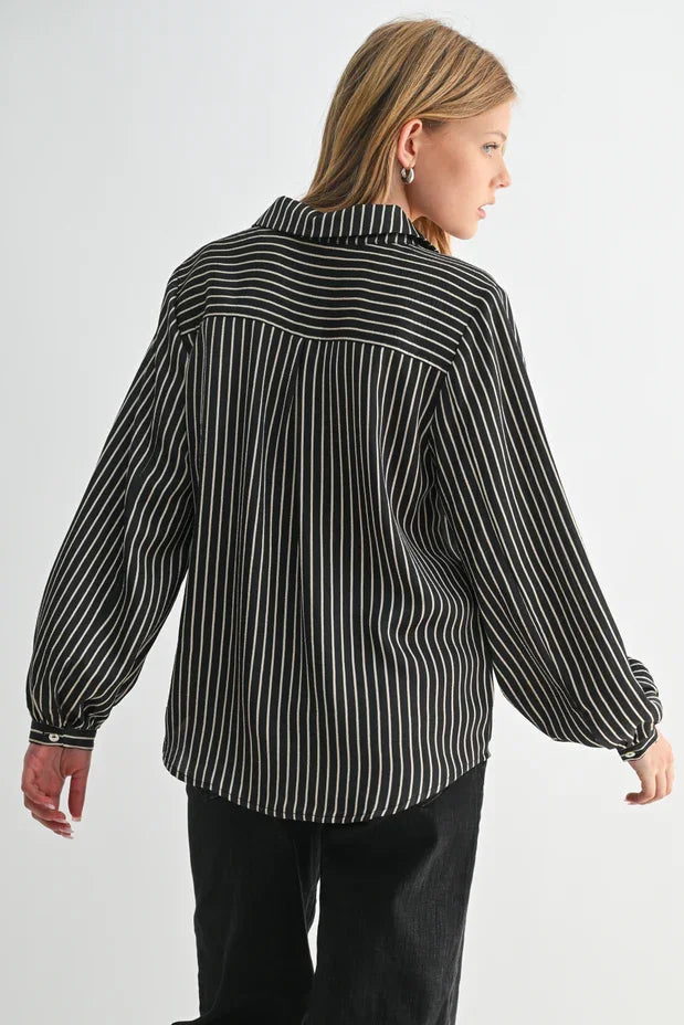 Stripe Button Front Top