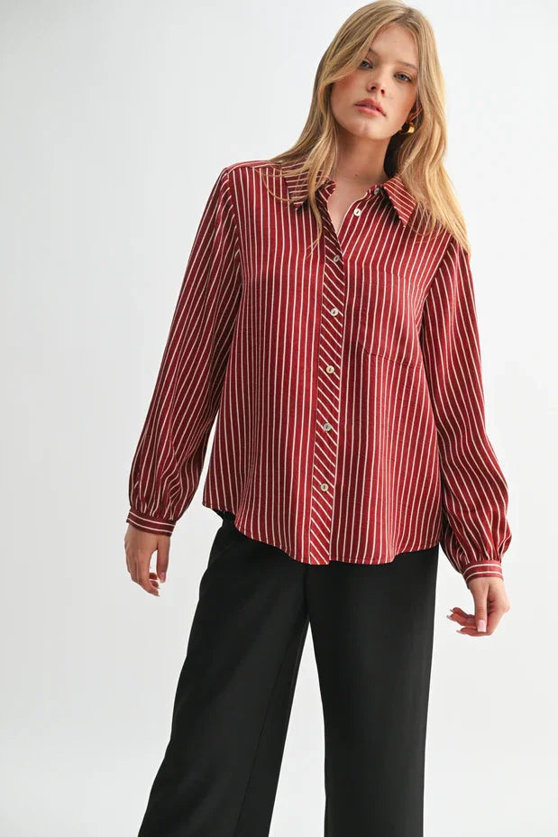 Stripe Button Front Top