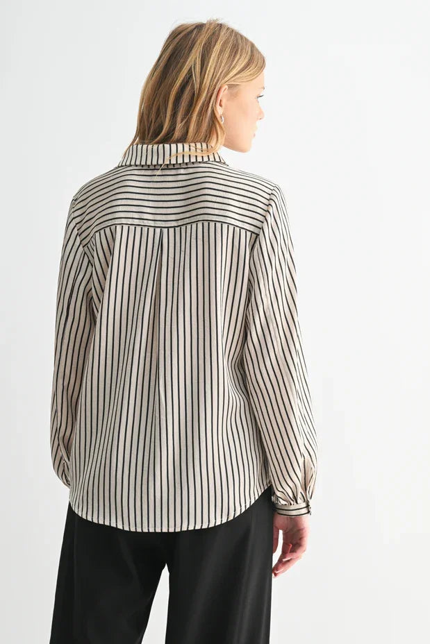 Stripe Button Front Top