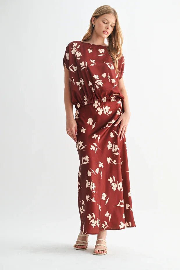 Floral Print Midi Skirt - High Call Outfitters