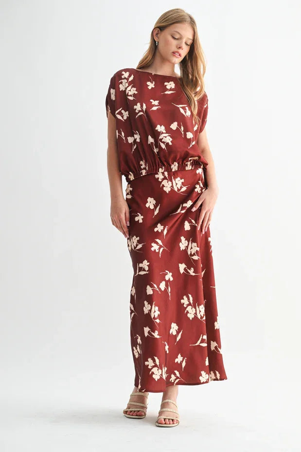 Floral Print Midi Skirt