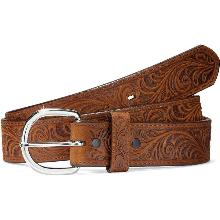 Western Scroll Tooled Belt from Justin - High Call Outfitters