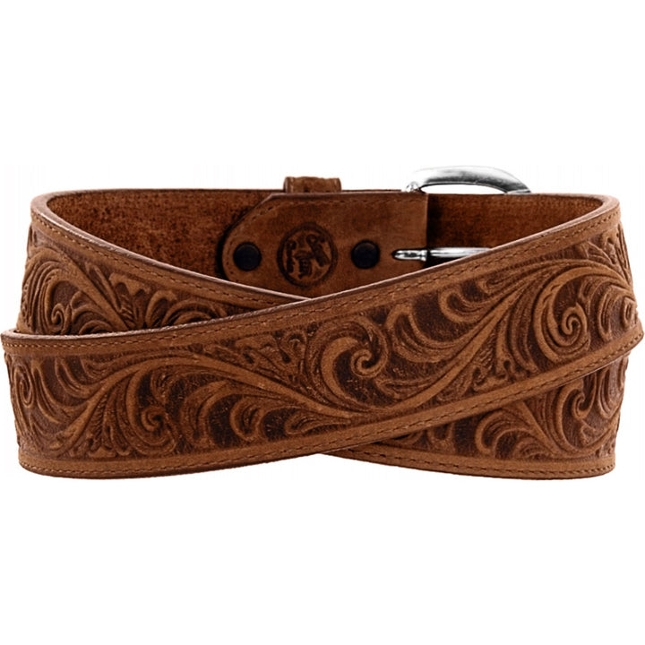 Western Scroll Tooled Belt from Justin - High Call Outfitters