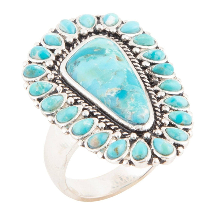 Sedona Blue Turquoise and Silver Statement Ring from Barse