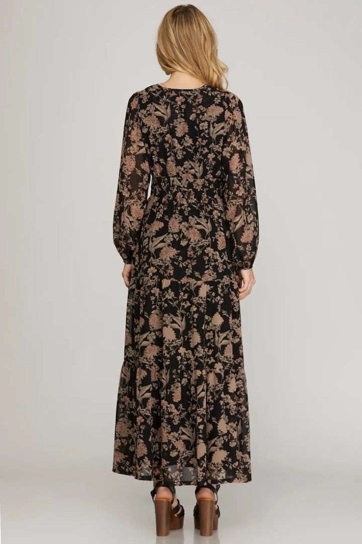 Print Tiered Maxi Dress