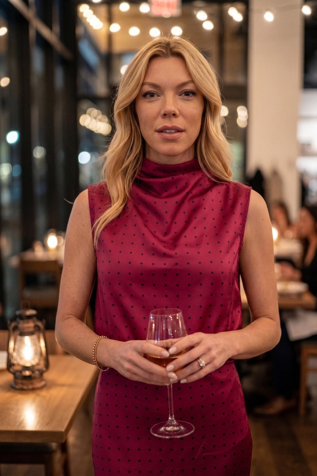 Polka Dot Satin Sleeveless Bubble Top