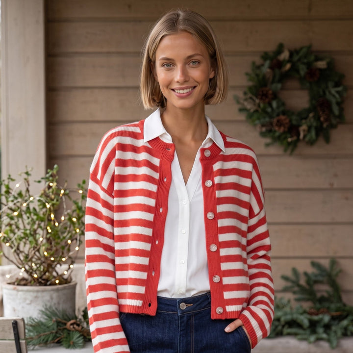 Stripe Button Front Cardigan