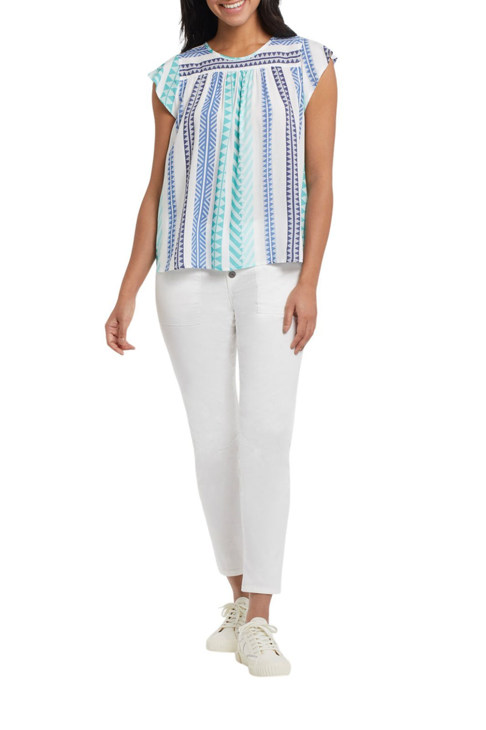 Flutter Sleeve Printed Blouse from Tribal - High Call Outfitters