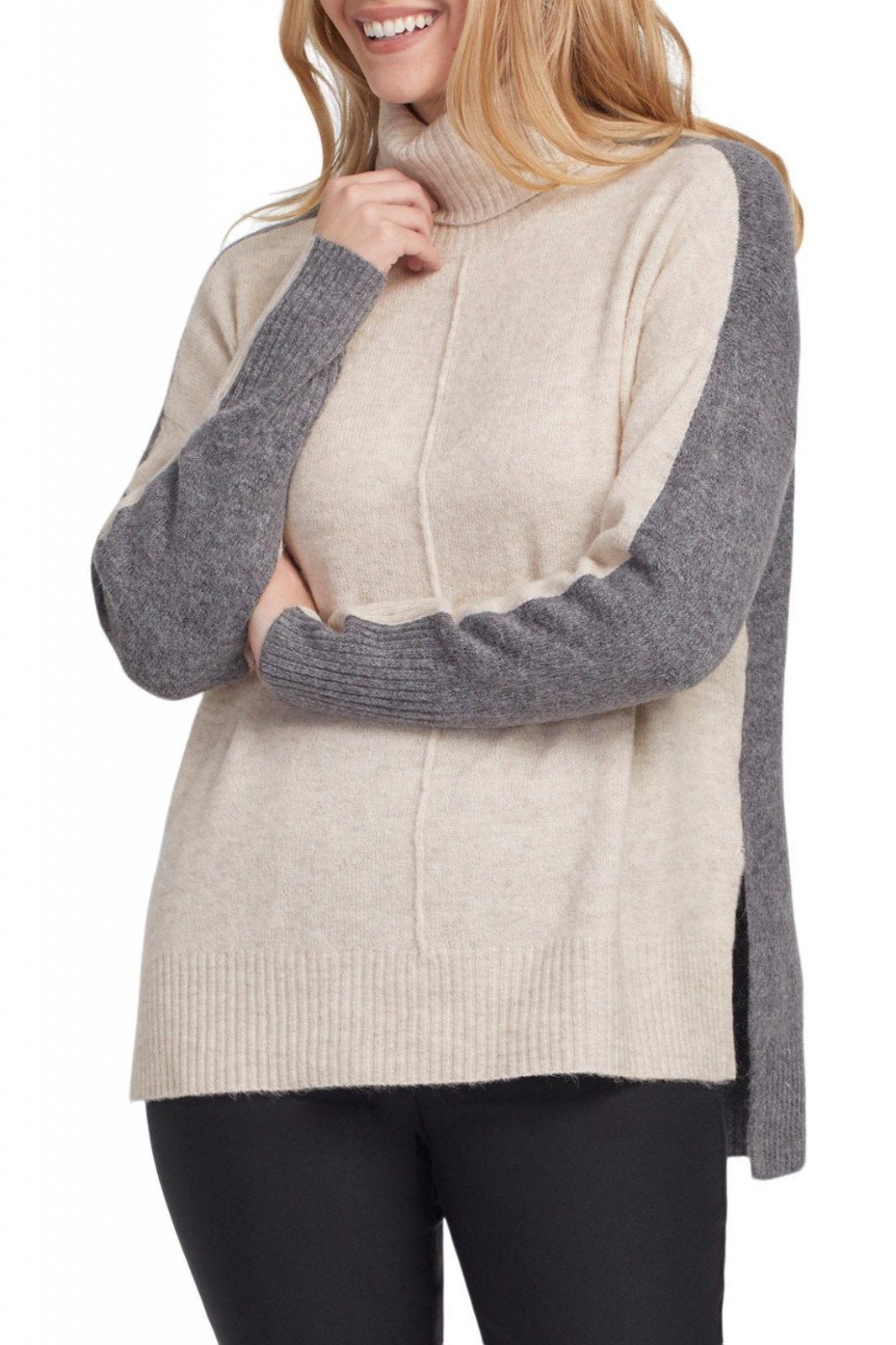 Long Sleeve Color Block Turtleneck Sweater from Tribal - High Call Outfitters
