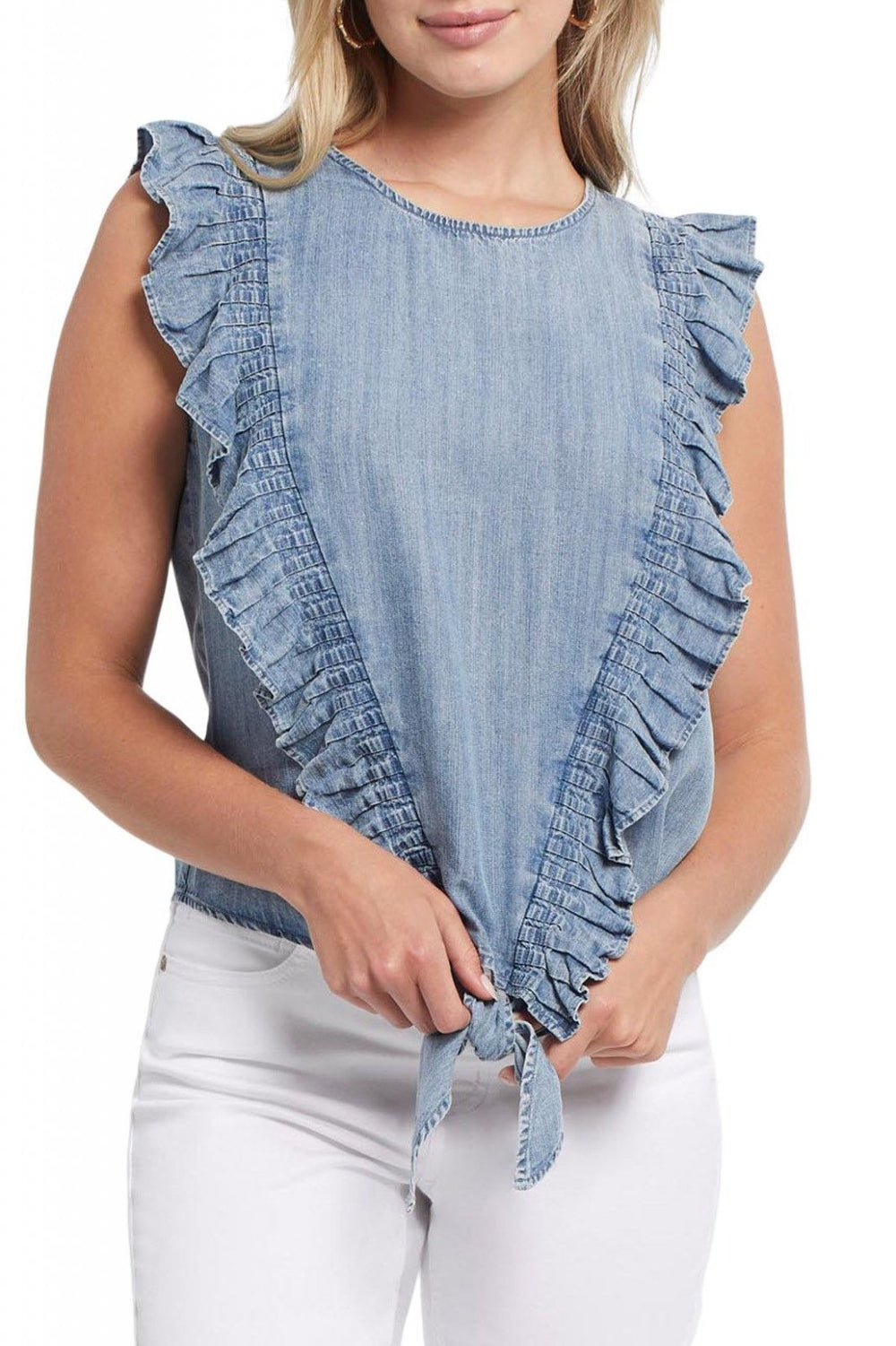 Sleeveless Ruffle & Tie Front Top from Tribal - High Call Outfitters