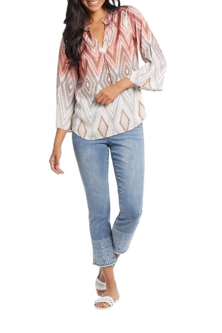 3/4 Sleeve Beaded Neckline Blouse from Tribal