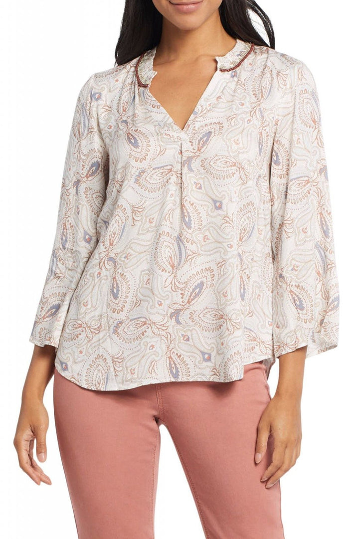 3/4 Sleeve Beaded Neckline Blouse from Tribal