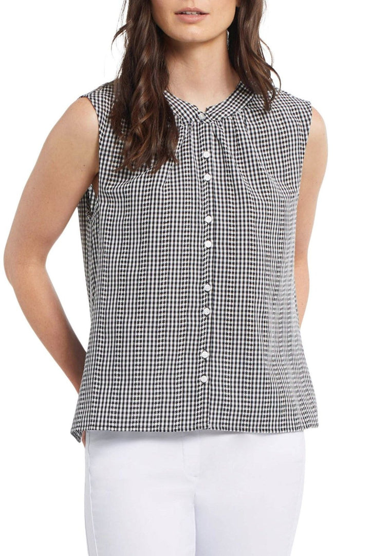 Gingham Button Front Sleeveless Top from Tribal