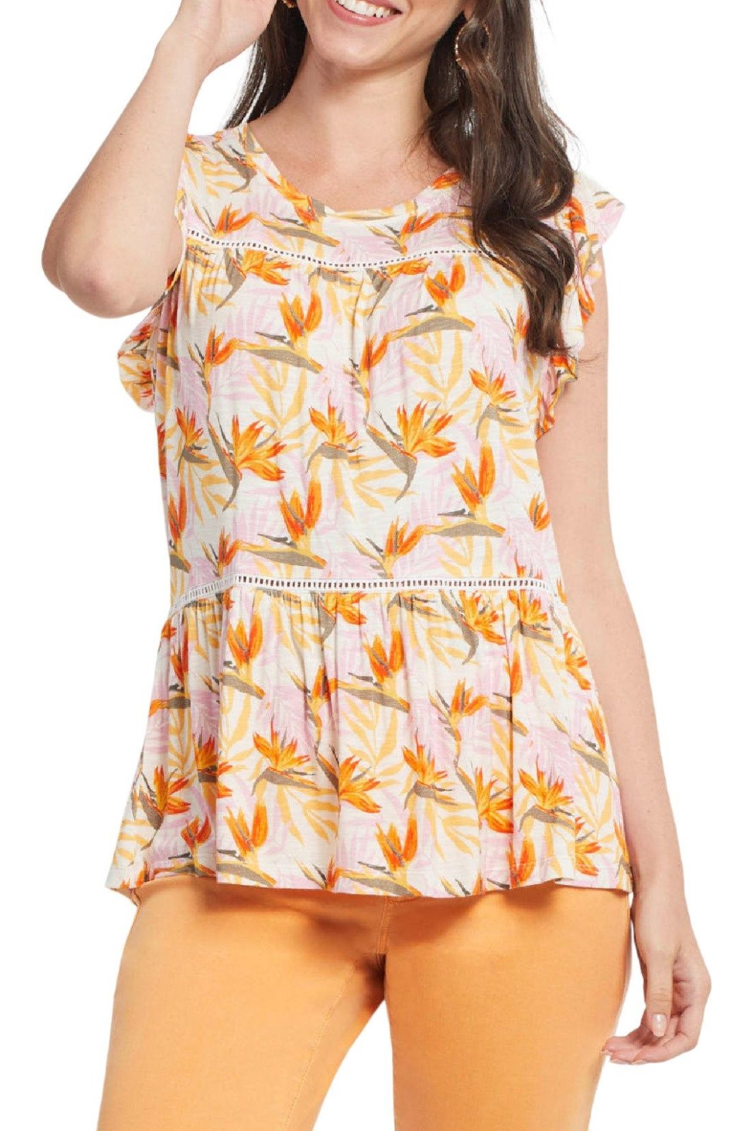 Cap Sleeve Printed Top from Tribal