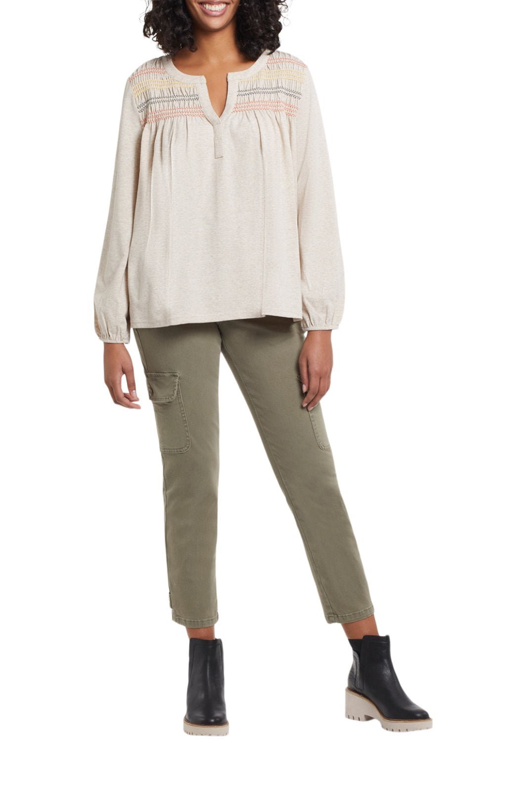 Stitched Smocked Yoke Top from Tribal - High Call Outfitters