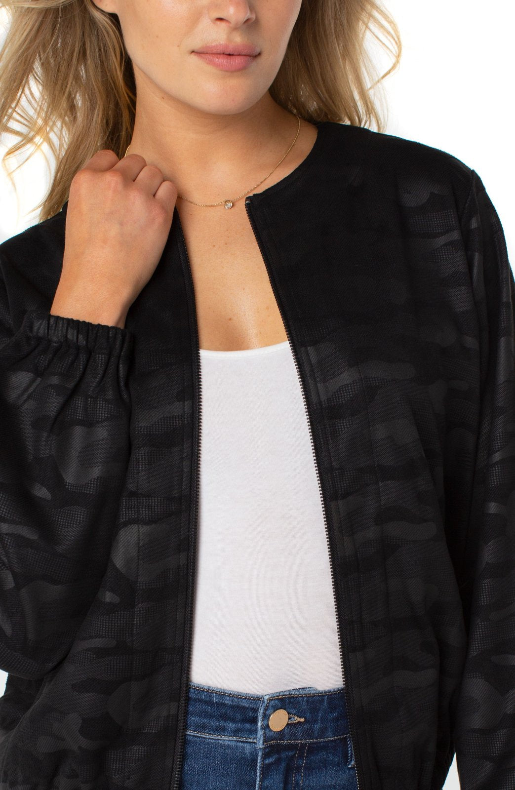 Camo Print Collarless Jacket from Liverpool