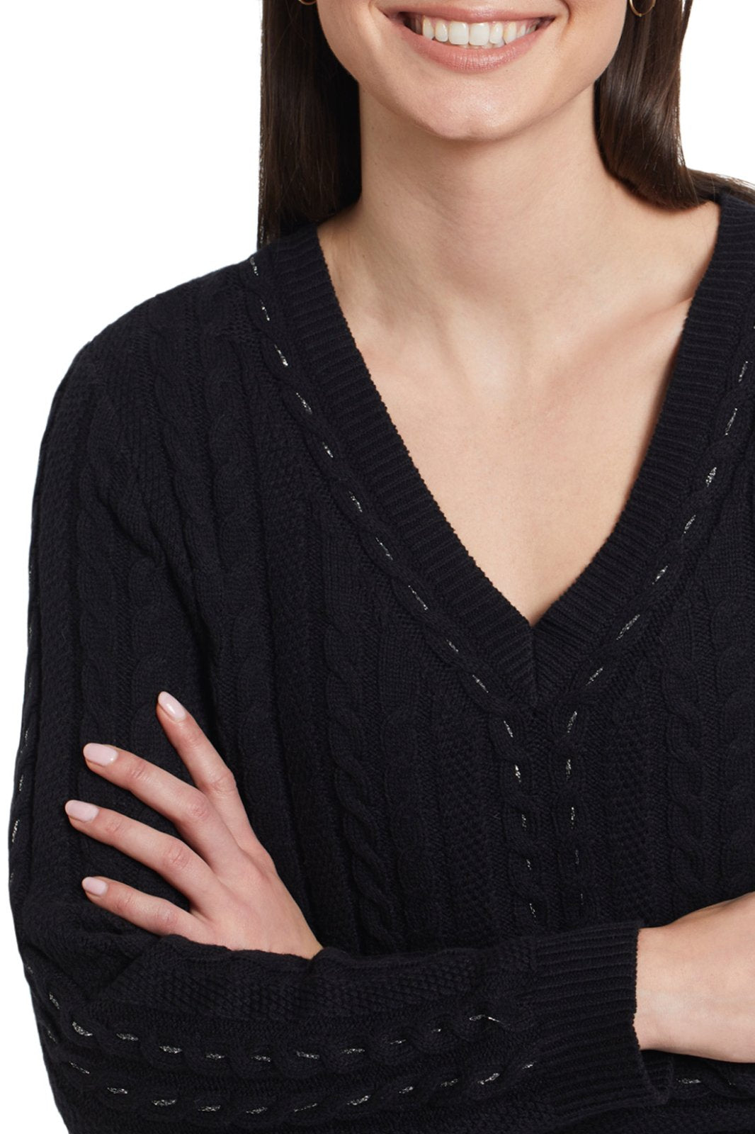 Metallic Thread Cable Sweater from Tribal