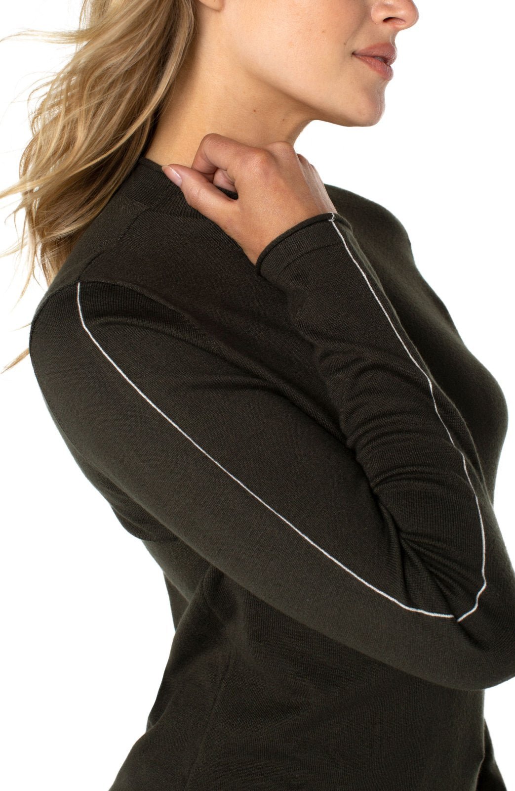 Mock Neck Rolled Hem Sweater from Liverpool - High Call Outfitters