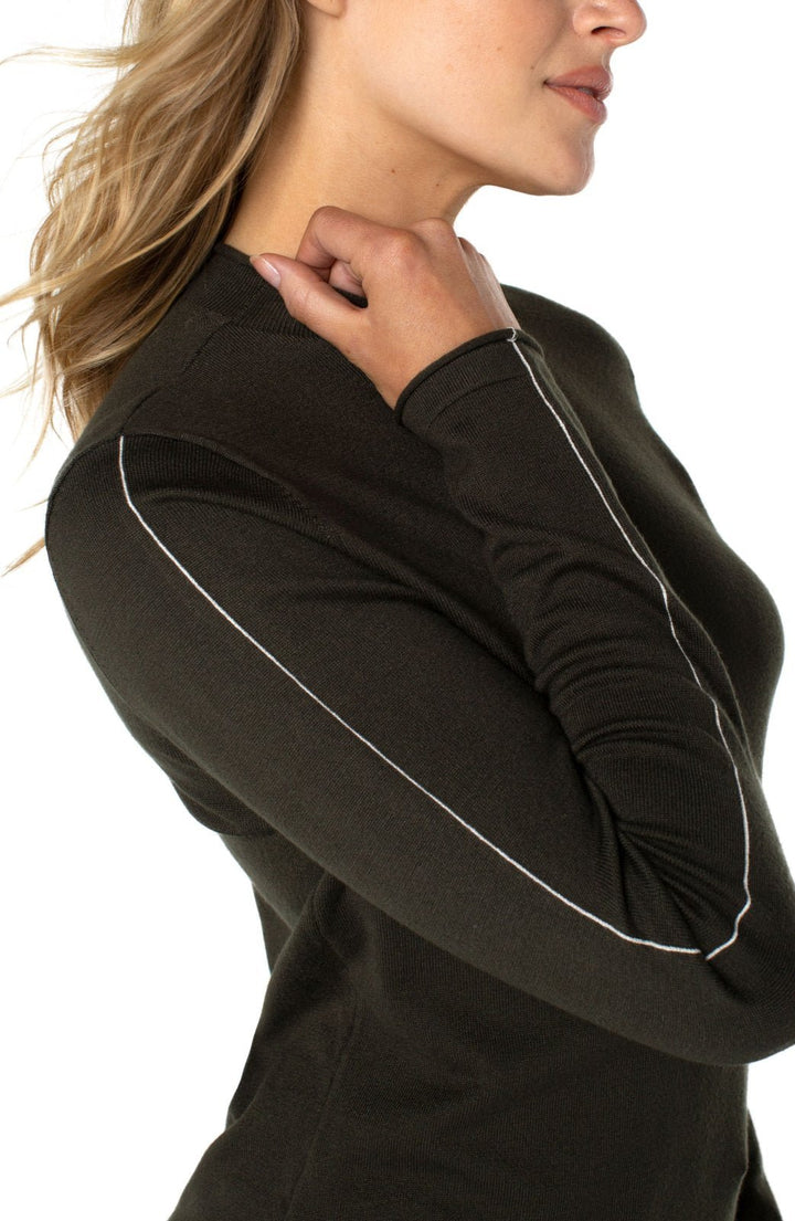 Mock Neck Rolled Hem Sweater from Liverpool - High Call Outfitters