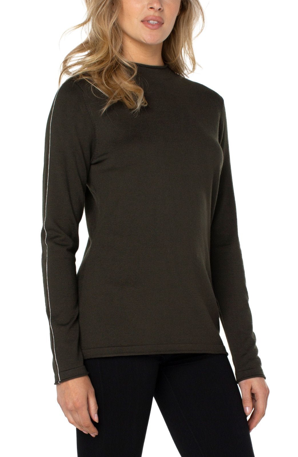 Mock Neck Rolled Hem Sweater from Liverpool - High Call Outfitters
