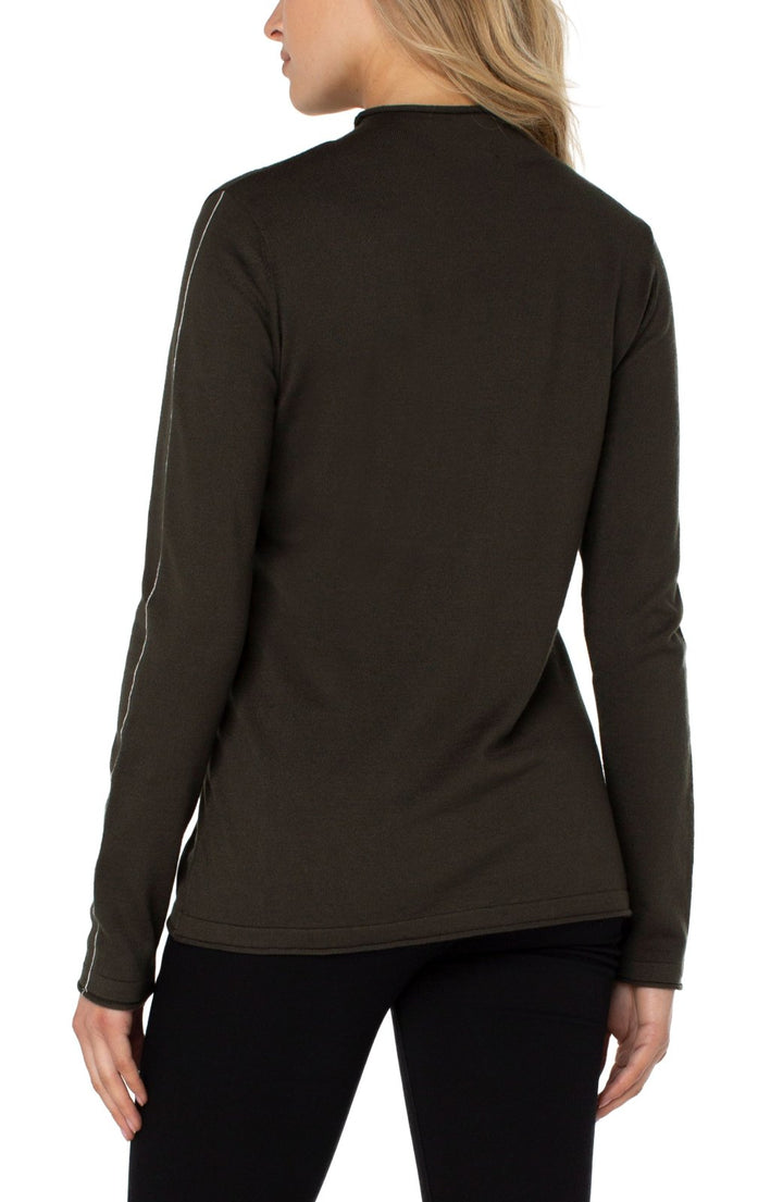 Mock Neck Rolled Hem Sweater from Liverpool - High Call Outfitters