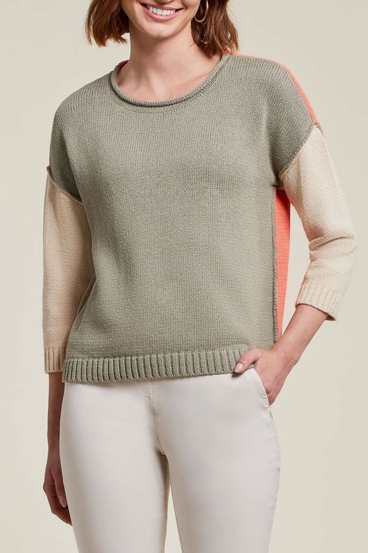 3/4 Sleeve Colorblock Sweater from Tribal