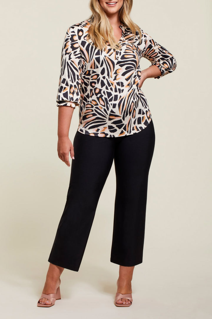 3/4 Smocked Sleeve Print Blouse from Tribal