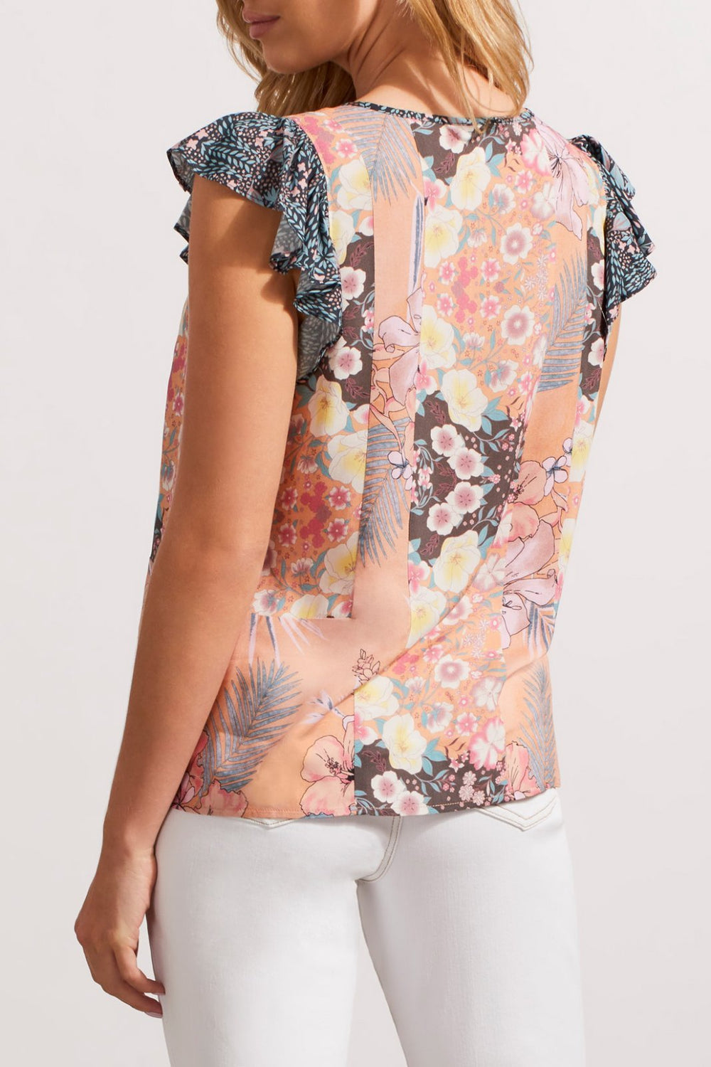 Frill Sleeve Combo Print Top from Tribal - High Call Outfitters