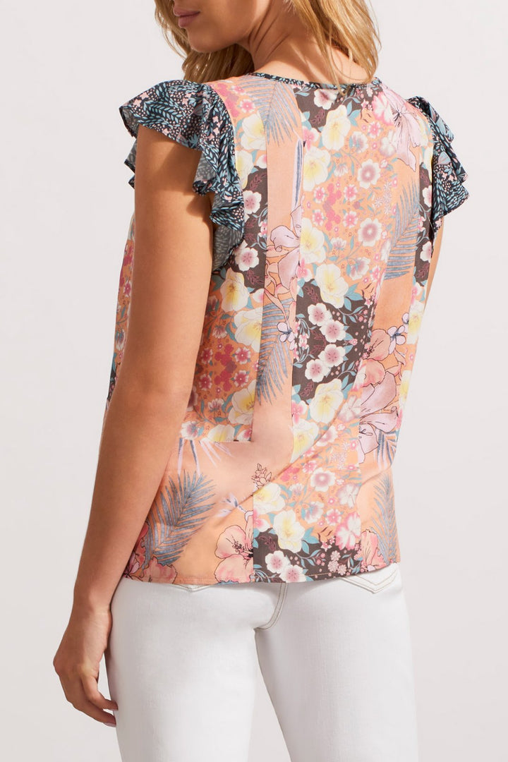 Frill Sleeve Combo Print Top from Tribal - High Call Outfitters