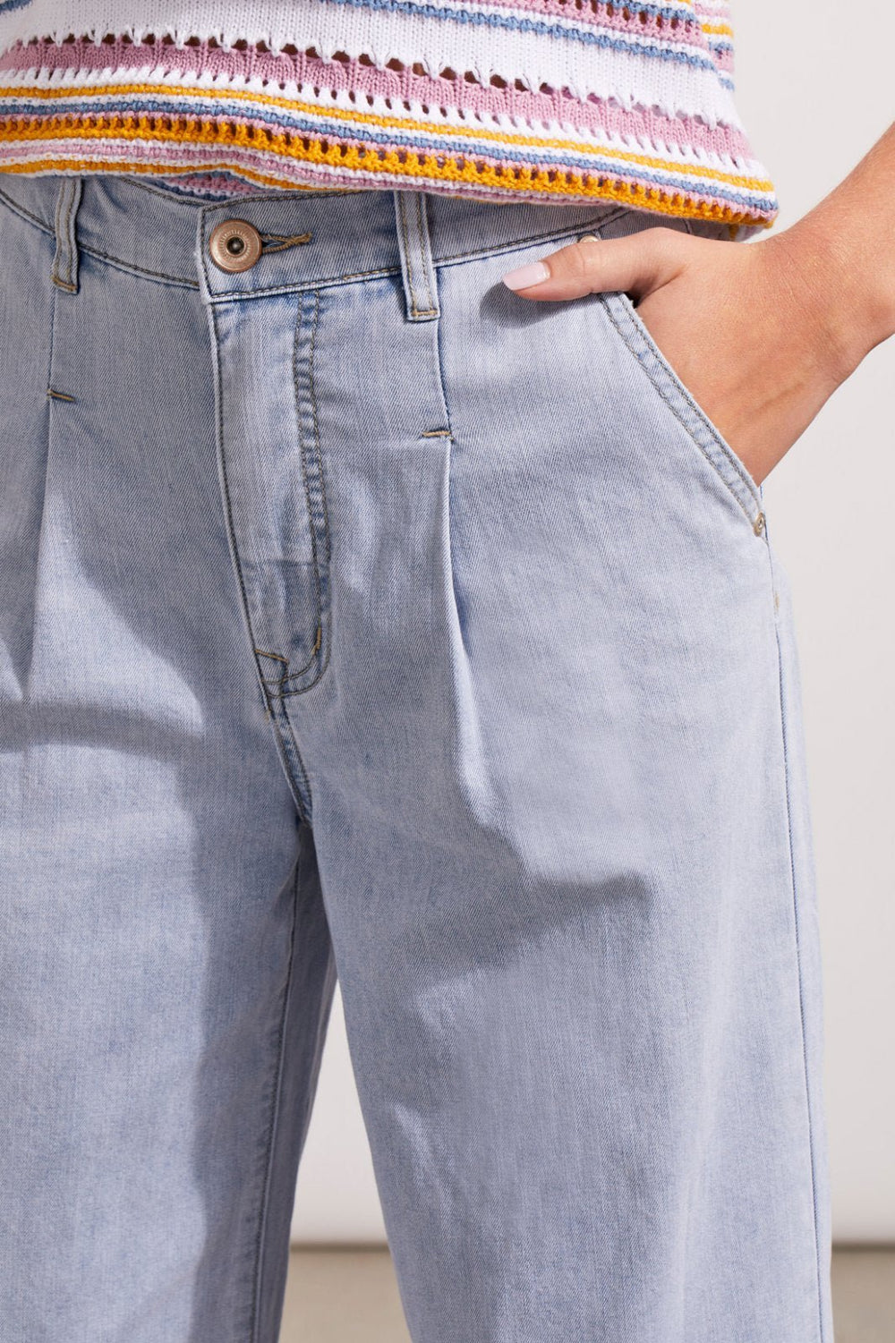 Brooke Pleated Wide Leg Denim from Tribal - High Call Outfitters