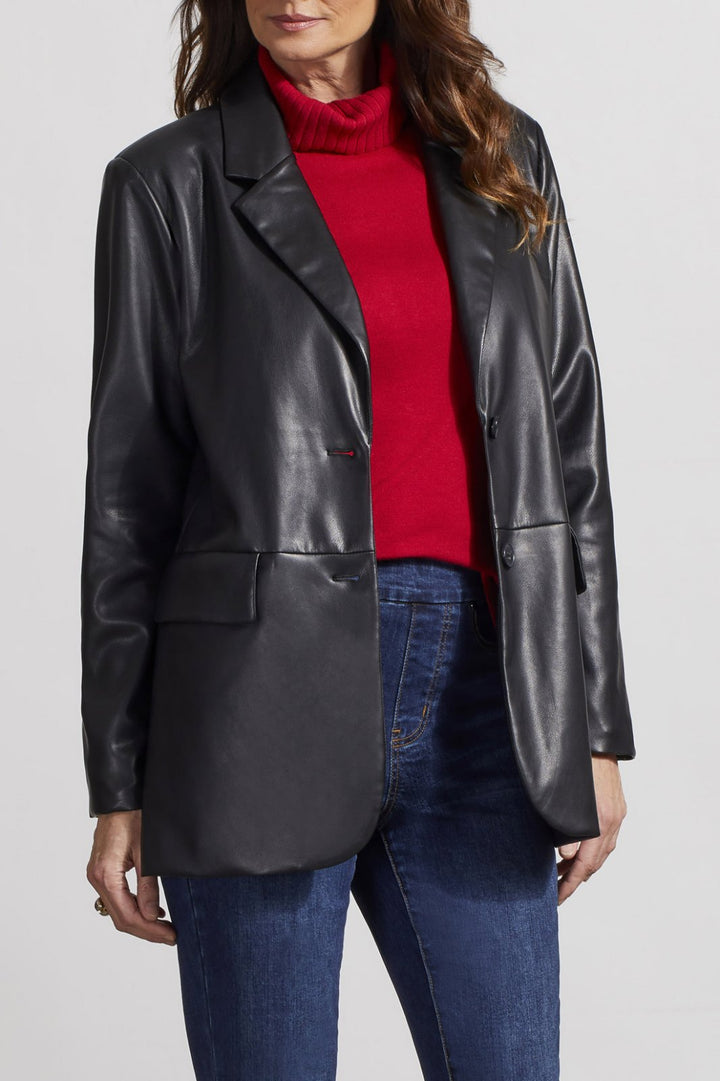 Faux Leather Blazer from Tribal