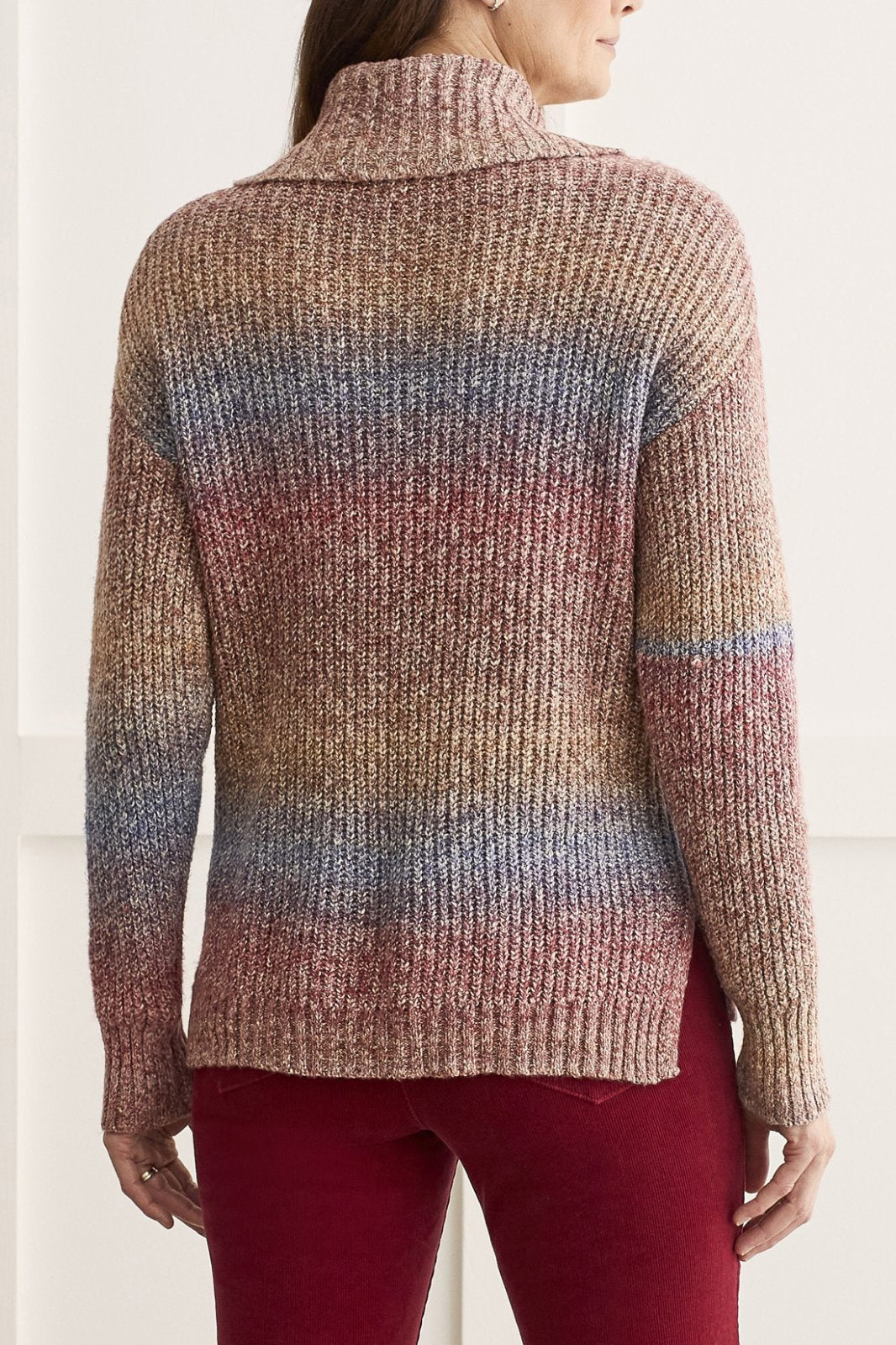 Cowl Neck Marled Stripe Sweater from Tribal