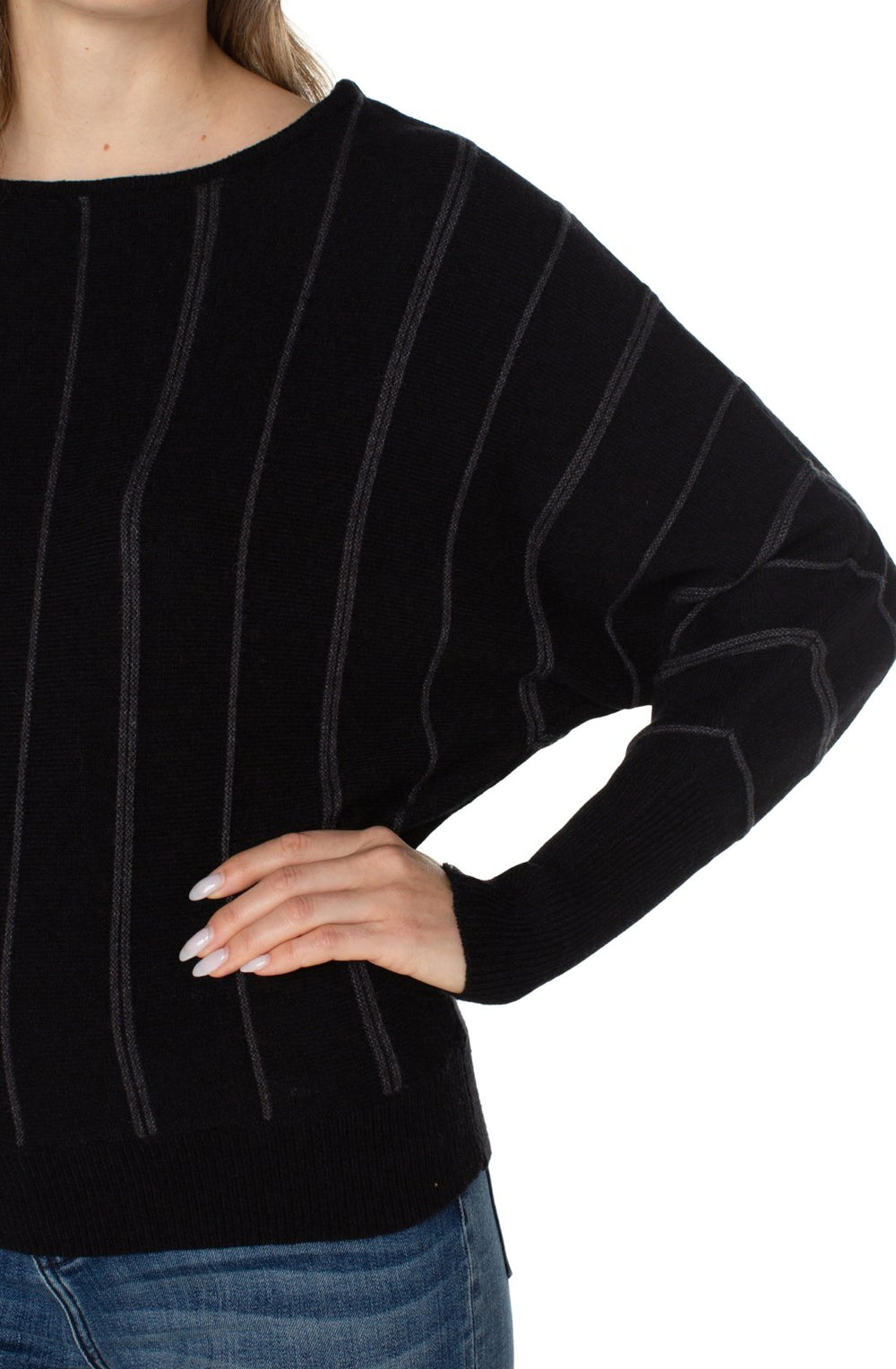 Dolman Sleeve Vertical Stripe Sweater from Liverpool - High Call Outfitters