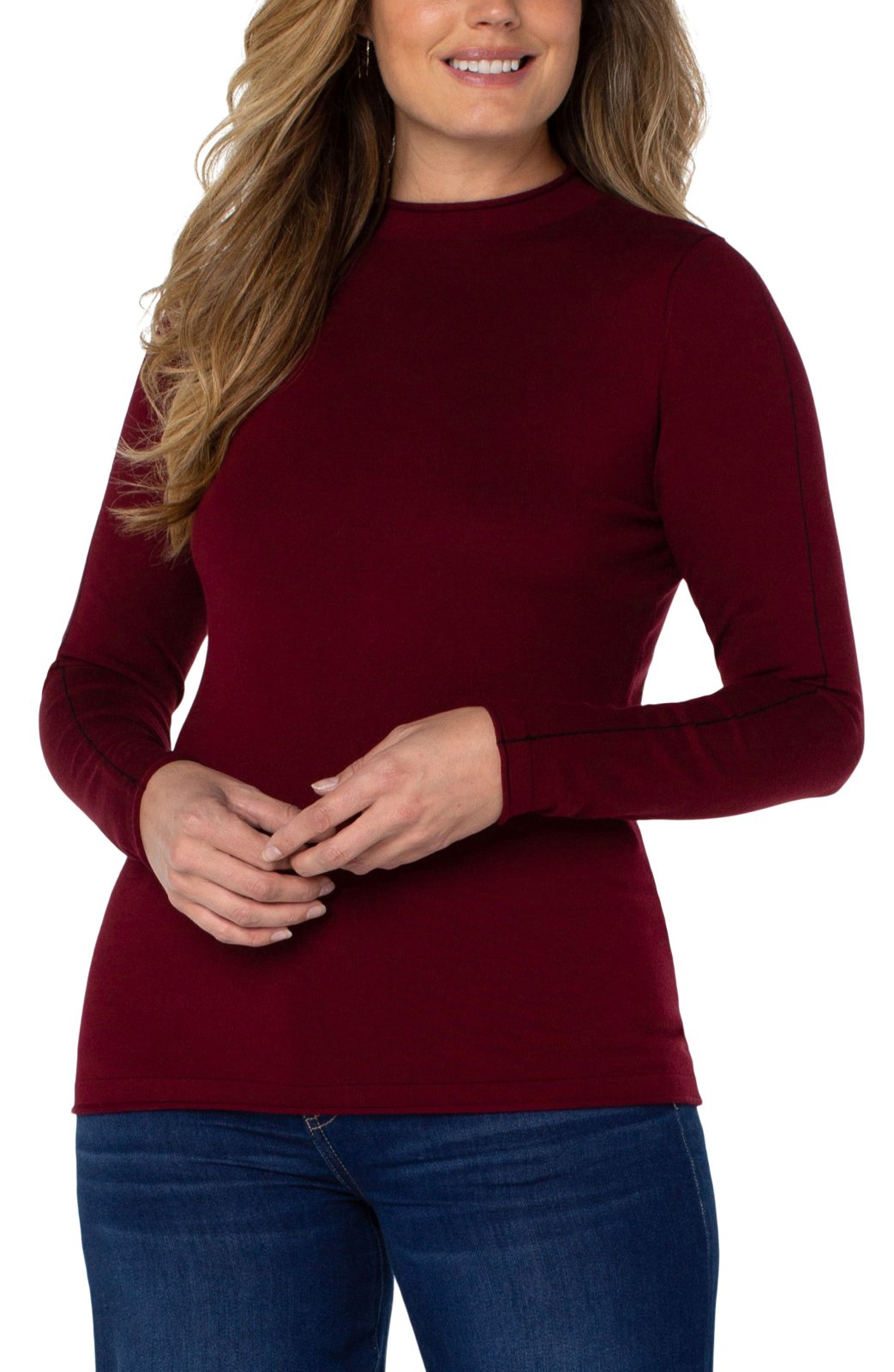 Mock Neck Rolled Hem Sweater from Liverpool