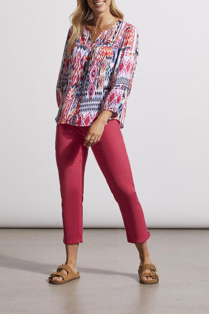 Front Button Patterned Blouse from Tribal