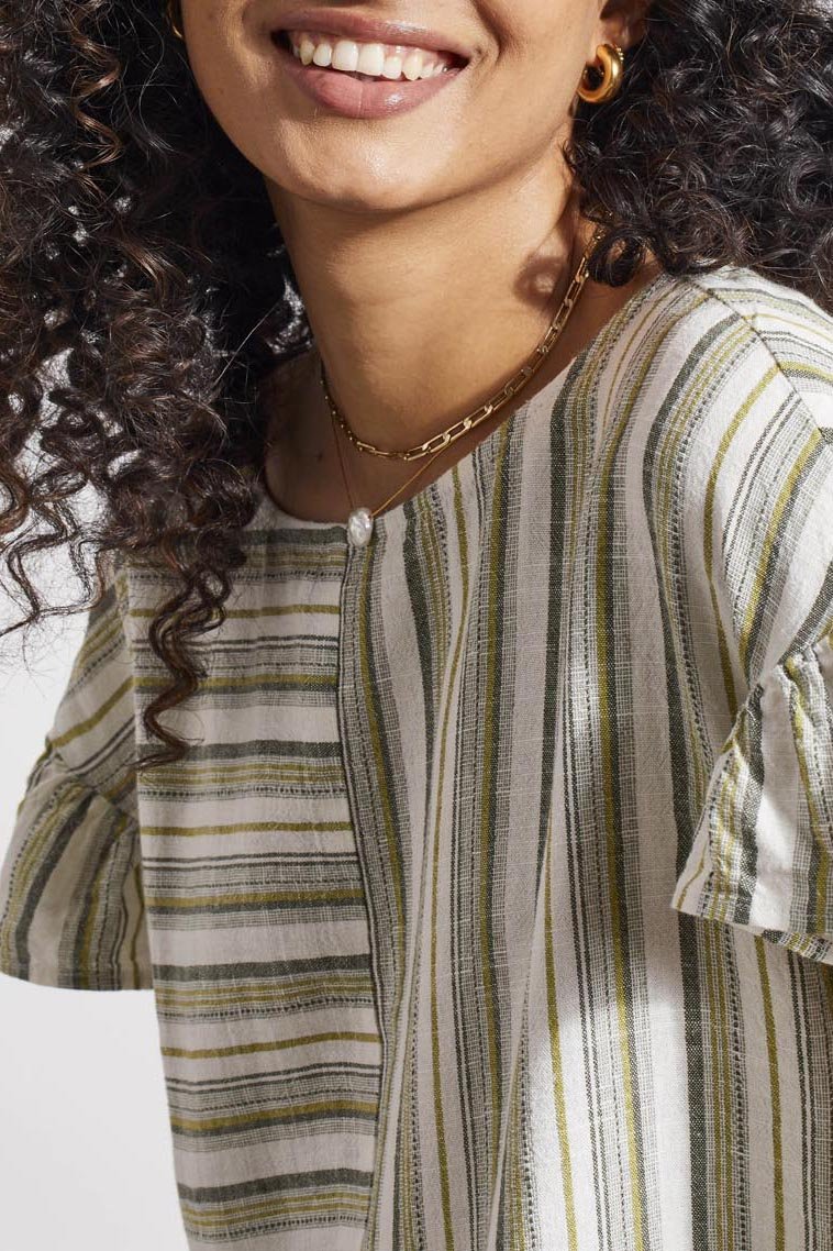 Tie - Front Blouse with Filled Sleeve from Tribal - High Call Outfitters