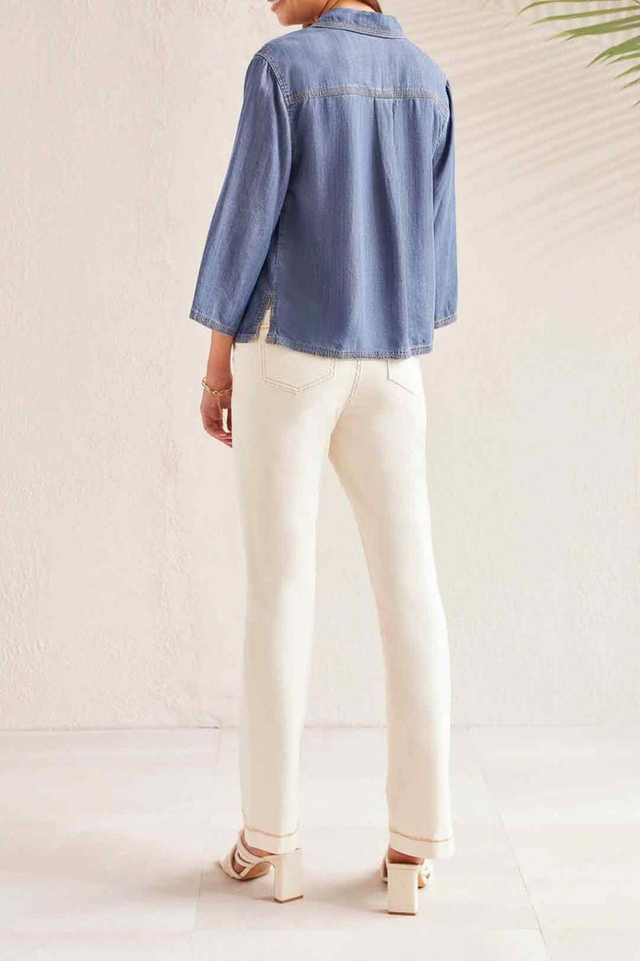 Elbow Sleeve Blouse with Lace up Front from Tribal
