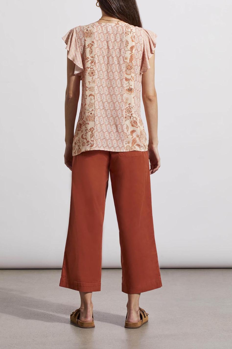 Frilly Cap Sleeve Blouse with Combo Print from Tribal