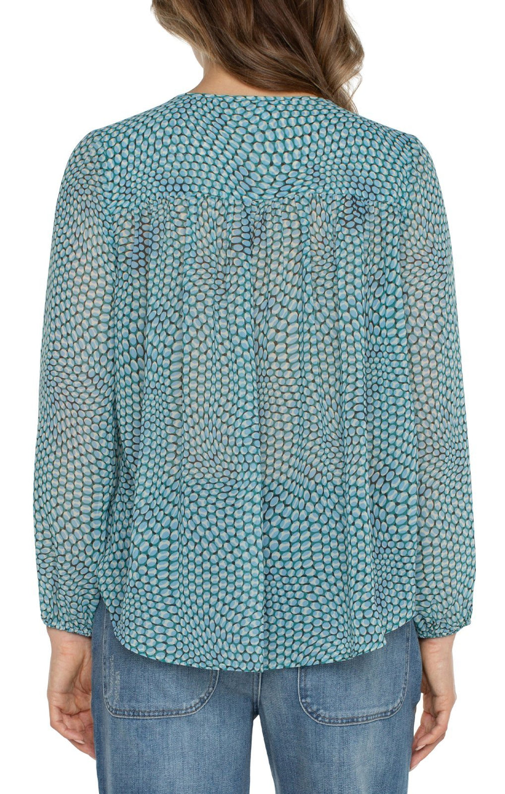 Long Sleeve Tie Front Top with Shirred Back from Liverpool - High Call Outfitters