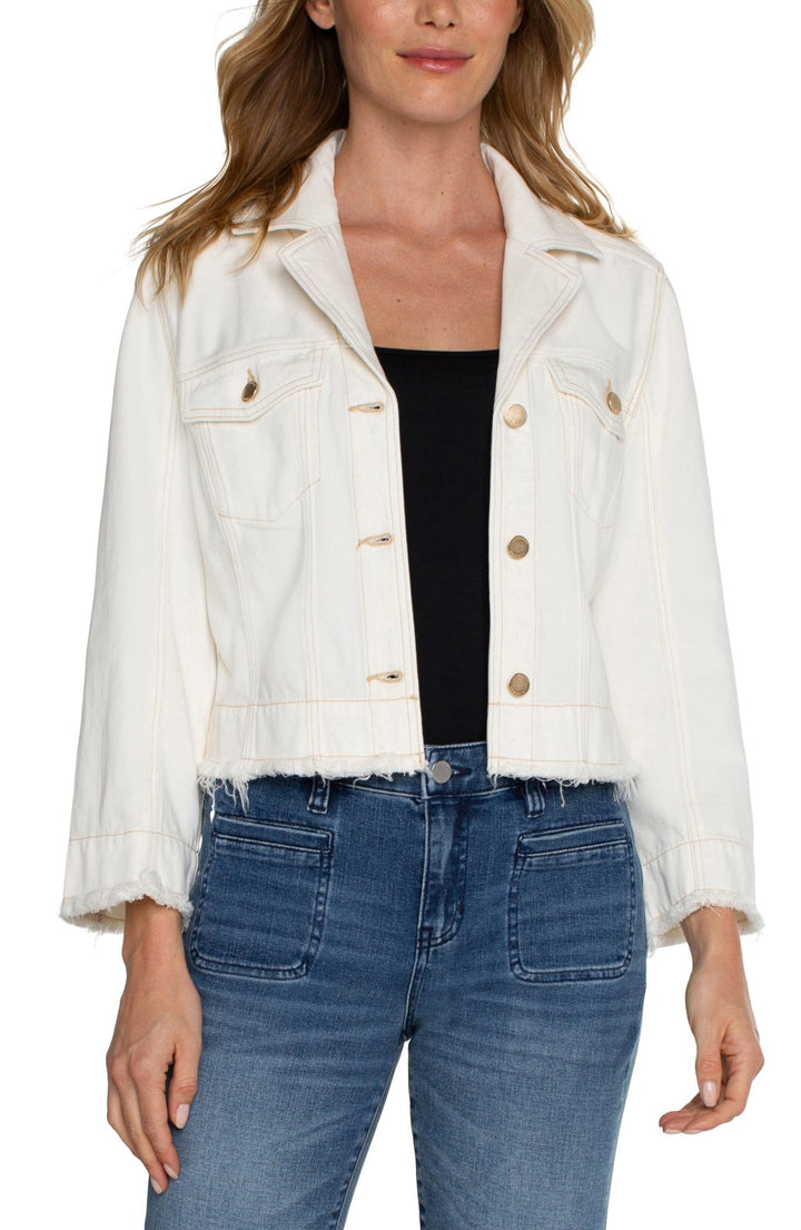 Notch Box Collar Frey Hem Jacket from Liverpool